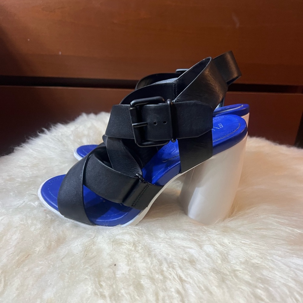 ASOS WHITE Black / White Leather Women's Heels Sixe 8 or UK 5